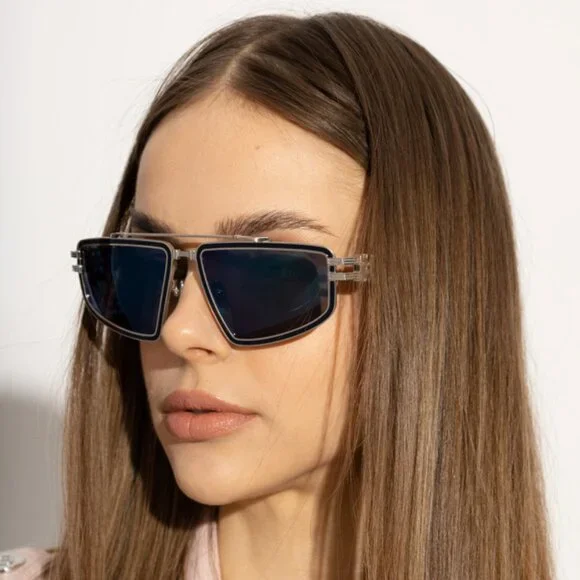Balmain Titan Sunglasses in Blue Balmain - Titan (Silver/Blue) – Good See Co main image 3
